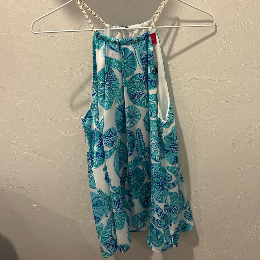 Lilly Pulitzer Turquoise and White Floral Top